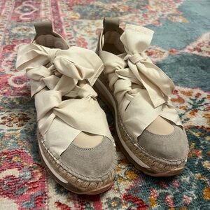 Free People Chapmin Suede Bow Detail Espadrille Platform Wedge Sneakers